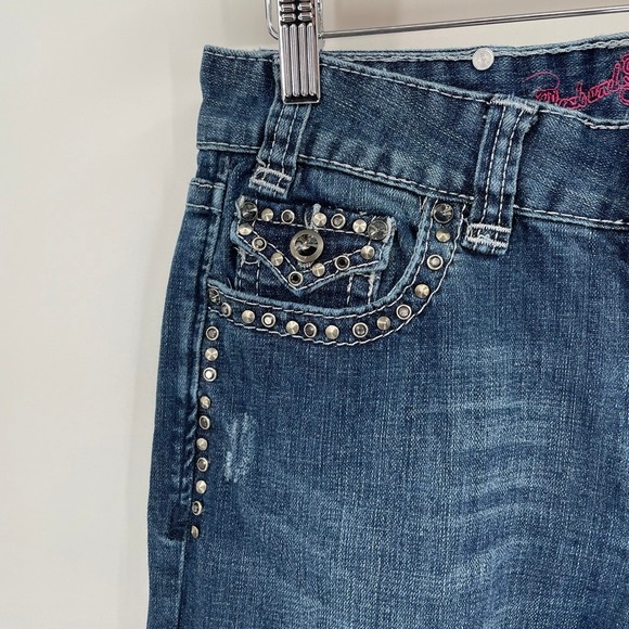 Rock & Roll Cowgirl Mid Rise Bootcut Jeans Rhinestone Studded Embellished 28x32 - Picture 5 of 8
